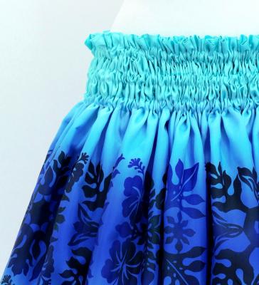 Hula Shantung Pa'u Skirt with Hawaiian Quilt Print / Luxury Collection / J3149-6