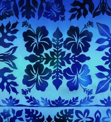 Hula Shantung Pa'u Skirt with Hawaiian Quilt Print / Luxury Collection / J3149-6