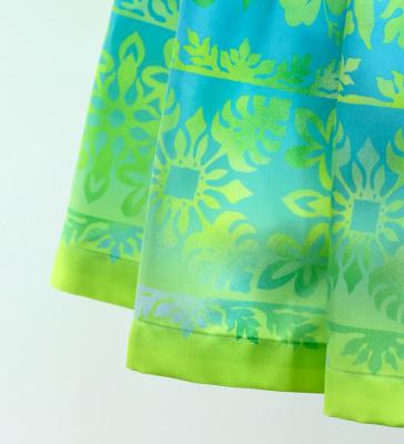Hula Shantung Pa'u Skirt with Hawaiian Quilt Print / Luxury Collection / J3149-7