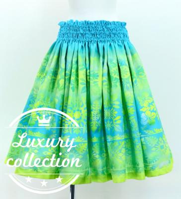 Hula Shantung Pa'u Skirt with Hawaiian Quilt Print / Luxury Collection / J3149-7