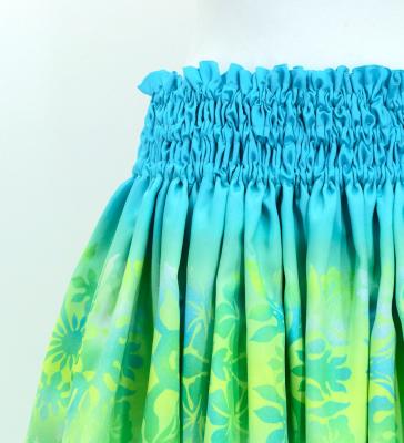 Hula Shantung Pa'u Skirt with Hawaiian Quilt Print / Luxury Collection / J3149-7