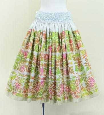 Hula Shantung Pa'u Skirt with Hawaiian Quilt Print / Luxury Collection / J3149-8