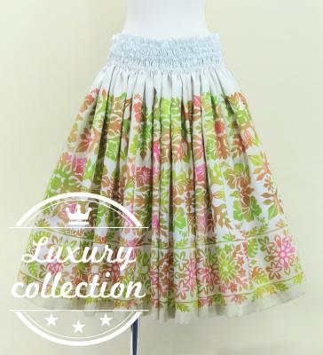 Hula Shantung Pa'u Skirt with Hawaiian Quilt Print / Luxury Collection / J3149-8