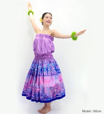 Hula Blouse & Pa'u Set-Up with Hawaiian Quilt Print / Luxury Collection / J3150-2