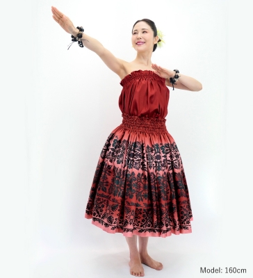 Hula Blouse & Pa'u Set-Up with Hawaiian Quilt Print / Luxury Collection / J3150-3