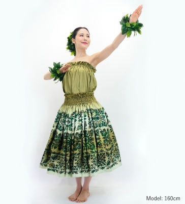 Hula Blouse & Pa'u Set-Up with Hawaiian Quilt Print / Luxury Collection /J3150-4