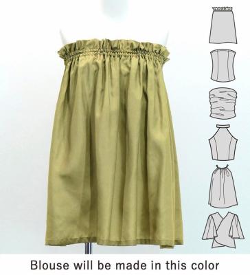 Hula Blouse & Pa'u Set-Up with Hawaiian Quilt Print / Luxury Collection /J3150-4