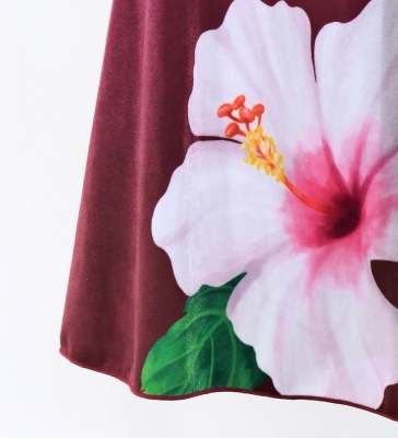 Hula Long Hibiscus Dress with Velvet / Luxury Collection / Light Pink & Wine/ J3151lpiwi