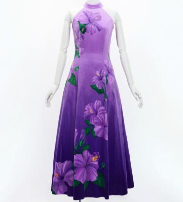 Hula Long Hibiscus Dress with Velvet / Luxury Collection / Lavender & Purple/ J3151lvpu