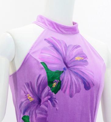Hula Long Hibiscus Dress with Velvet / Luxury Collection / Lavender & Purple/ J3151lvpu