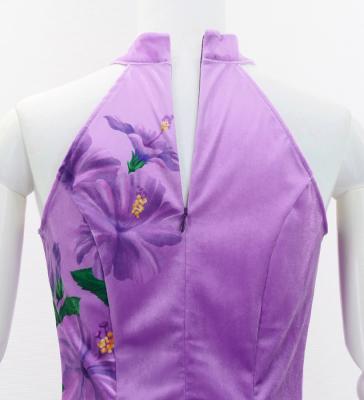 Hula Long Hibiscus Dress with Velvet / Luxury Collection / Lavender & Purple/ J3151lvpu