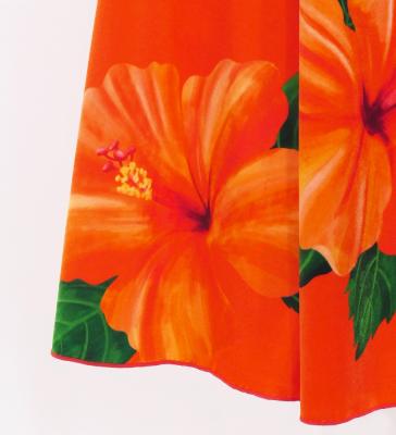 Hula Long Hibiscus Dress with Velvet / Luxury Collection / Yellow & Orange / J3151yeor
