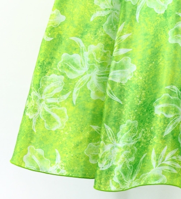 Hula Long Dress with Orchid Print / Luxury Collection / Green / J3153gr