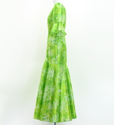 Hula Long Dress with Orchid Print / Luxury Collection / Green / J3153gr