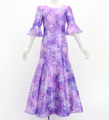 Hula Long Dress with Orchid Print / Luxury Collection / Purple / J3153pu