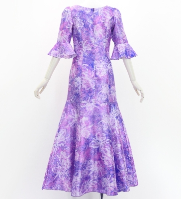 Hula Long Dress with Orchid Print / Luxury Collection / Purple / J3153pu