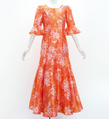 Hula Long Dress with Orchid Print / Luxury Collection / Red / J3153rd