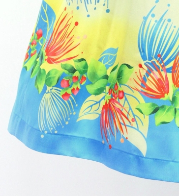 Hula Shantung Pa'u Skirt with Lehua Print / Luxury Collection / Light Blue / J3154lbl