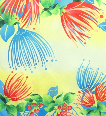 Hula Shantung Pa'u Skirt with Lehua Print / Luxury Collection / Light Blue / J3154lbl