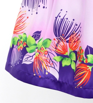 Hula Shantung Pa'u Skirt with Lehua Print / Luxury Collection / Purple / J3154pu
