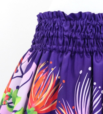 Hula Shantung Pa'u Skirt with Lehua Print / Luxury Collection / Purple / J3154pu