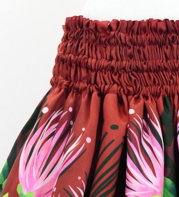 Hula Shantung Pa'u Skirt with Lehua Print / Luxury Collection / Red & Black / J3154rdbk