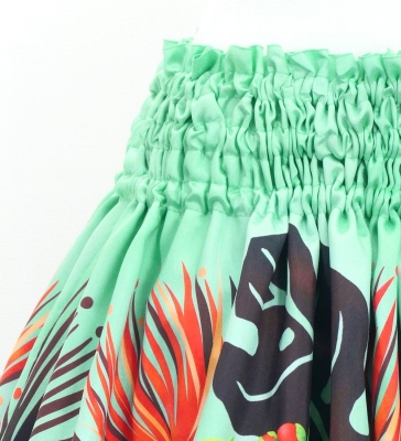 Hula Shantung Pa'u Skirt with Lehua Print / Luxury Collection / Turquoise / J3154tbl