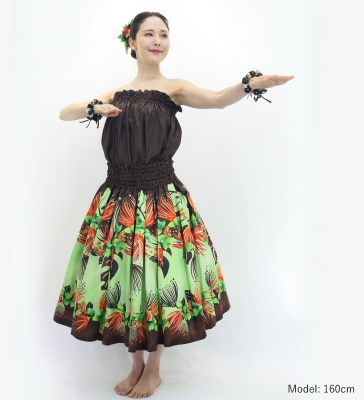 Hula Blouse & Pa'u Set-Up with Lehua Print / Luxury Collection / J3155br