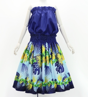 Hula Blouse & Pa'u Set-Up with Lehua Print / Luxury Collection / J3155nv