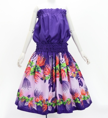 Hula Blouse & Pa'u Set-Up with Lehua Print / Luxury Collection / J3155pu