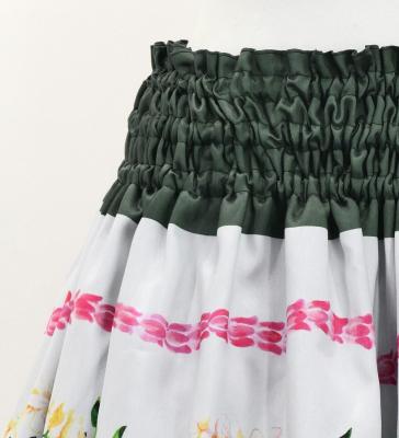 Hula Double Shantung Pa'u Skirt with Hibiscus Print / Luxury Collection / Black / J3156bk