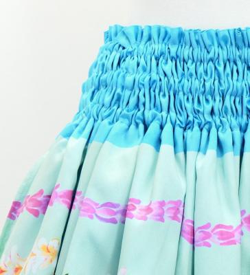 Hula Double Shantung Pa'u Skirt with Hibiscus Print / Luxury Collection / Light Blue / J3156lbl