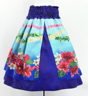 Hula Blouse &  Double Pa'u Set-Up with Hibiscus Print / Luxury Collection / J3157bl