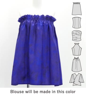 Hula Blouse &  Double Pa'u Set-Up with Hibiscus Print / Luxury Collection / J3157bl