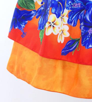 Hula Blouse &  Double Pa'u Set-Up with Hibiscus Print / Luxury Collection / J3157or