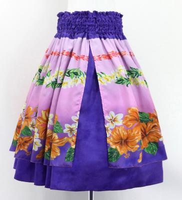 Hula Blouse &  Double Pa'u Set-Up with Hibiscus Print / Luxury Collection / J3157pu
