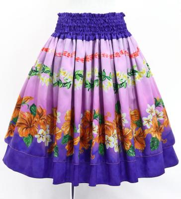 Hula Blouse &  Double Pa'u Set-Up with Hibiscus Print / Luxury Collection / J3157pu