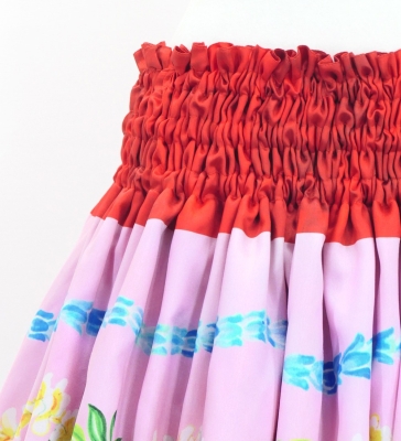 Hula Blouse &  Double Pa'u Set-Up with Hibiscus Print / Luxury Collection / J3157rd