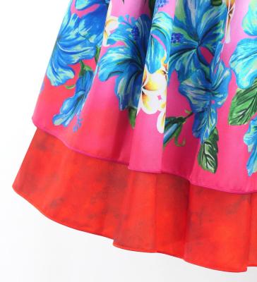 Hula Blouse &  Double Pa'u Set-Up with Hibiscus Print / Luxury Collection / J3157rd