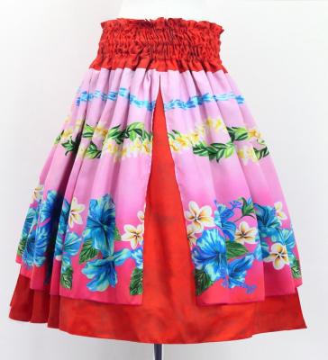 Hula Blouse &  Double Pa'u Set-Up with Hibiscus Print / Luxury Collection / J3157rd