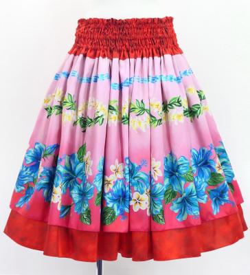 Hula Blouse &  Double Pa'u Set-Up with Hibiscus Print / Luxury Collection / J3157rd