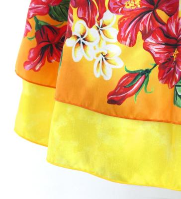 Hula Blouse &  Double Pa'u Set-Up with Hibiscus Print / Luxury Collection / J3157ye