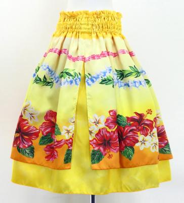 Hula Blouse &  Double Pa'u Set-Up with Hibiscus Print / Luxury Collection / J3157ye