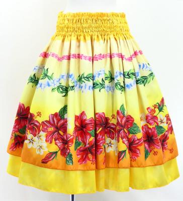 Hula Blouse &  Double Pa'u Set-Up with Hibiscus Print / Luxury Collection / J3157ye