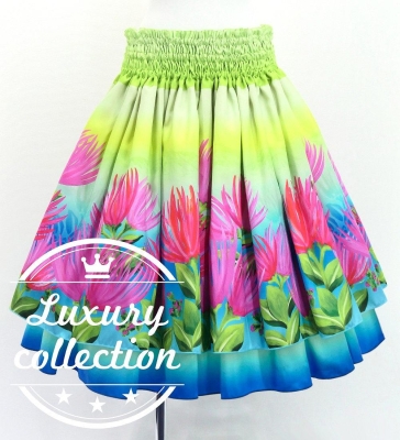 Hula Double Shantung Pa'u Skirt with Lehua Print / Luxury Collection / J3163-2