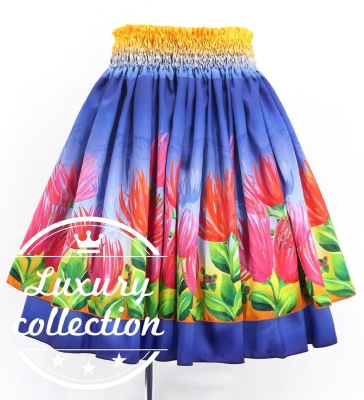 Hula Double Shantung Pa'u Skirt with Lehua Print / Luxury Collection / J3163-3