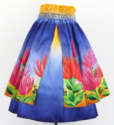 Hula Double Shantung Pa'u Skirt with Lehua Print / Luxury Collection / J3163-3