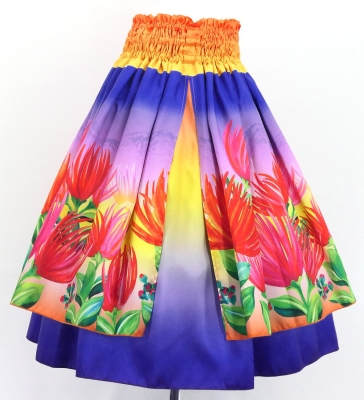 Hula Double Shantung Pa'u Skirt with Lehua Print / Luxury Collection / J3163-5