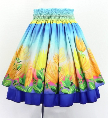 Hula Double Shantung Pa'u Skirt with Lehua Print / Luxury Collection / J3163-7