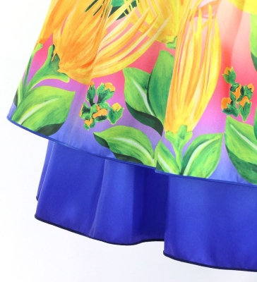 Hula Double Shantung Pa'u Skirt with Lehua Print / Luxury Collection / J3163-7